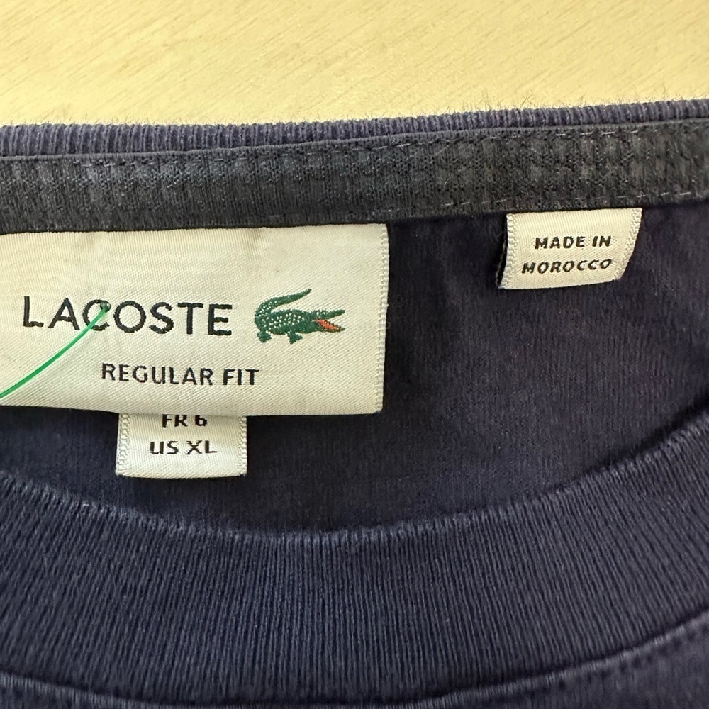 Lacoste Men’s Blue T-Shirt size X-Large Regular Fit raised “Lacoste” print logo - Picture 5 of 5
